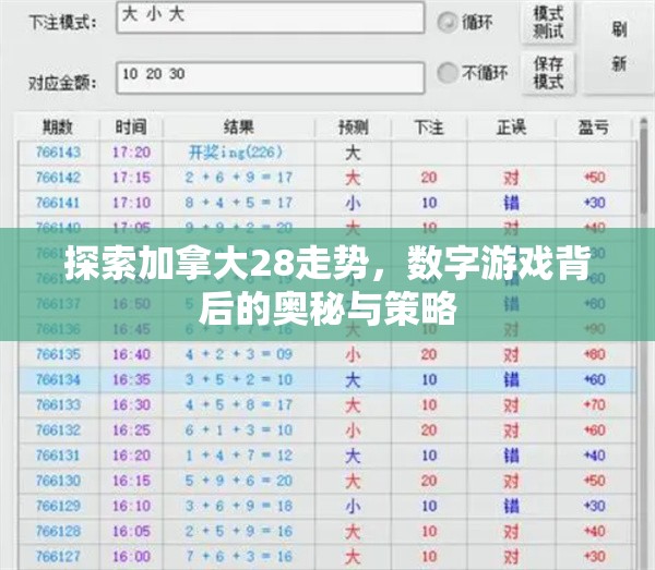 探索加拿大28走势，数字游戏背后的奥秘与策略