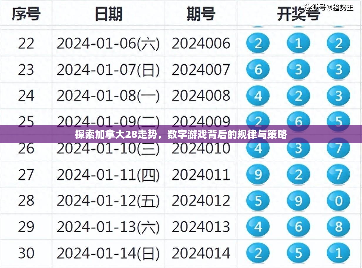 探索加拿大28走势，数字游戏背后的规律与策略