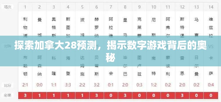 探索加拿大28预测，揭示数字游戏背后的奥秘