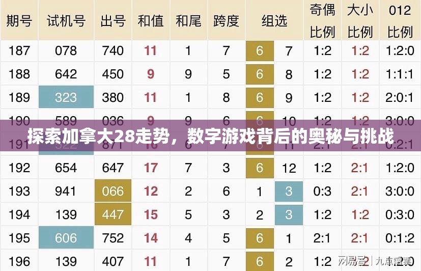 探索加拿大28走势，数字游戏背后的奥秘与挑战